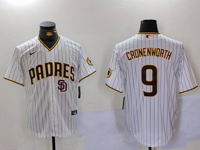 Men San Diego Padres #9 Cronenworth White Stripe Game 2024 Nike MLB Jersey style 3->women mlb jersey->Women Jersey